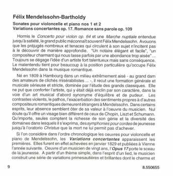 CD Felix Mendelssohn-Bartholdy: Cello Sonatas Nos. 1 And 2 • Variations Concertantes
