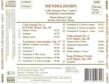 CD Felix Mendelssohn-Bartholdy: Cello Sonatas Nos. 1 And 2 • Variations Concertantes