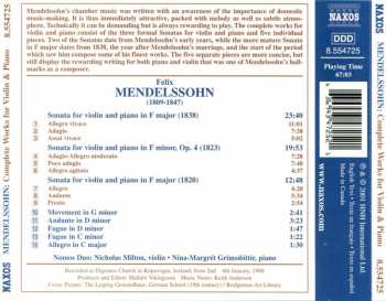CD Felix Mendelssohn-Bartholdy: Complete Works For Violin And Piano