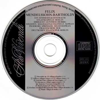 CD Felix Mendelssohn-Bartholdy: Ein Sommernachtstraum