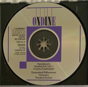 CD Felix Mendelssohn-Bartholdy: Symphony No. 1 / Youth Symphony In D Major