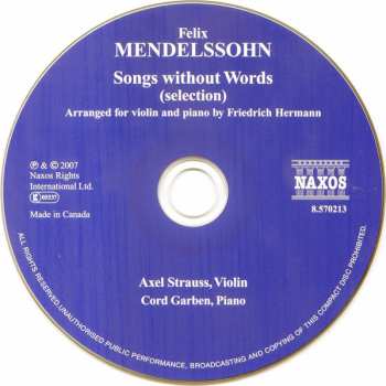 CD Felix Mendelssohn-Bartholdy: Songs Without Words (Selection)