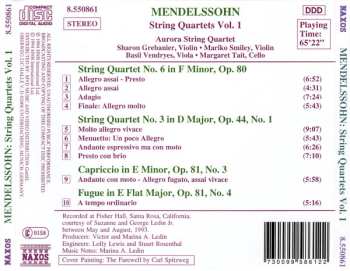 CD Felix Mendelssohn-Bartholdy: String Quartets Vol. 1