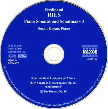 CD Ferdinand Ries: Piano Sonatas And Sonatinas • 3