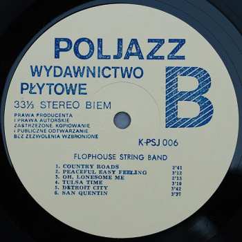 LP Flophouse String Band: In The Jailhouse, Now