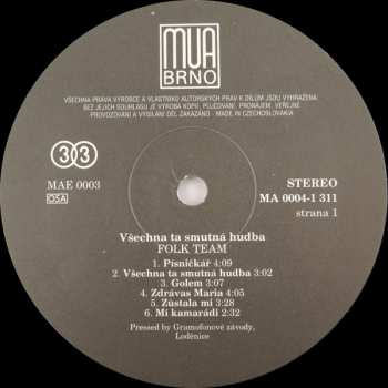 LP Folk Team: Všechna Ta Smutná Hudba