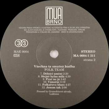 LP Folk Team: Všechna Ta Smutná Hudba