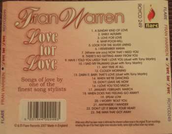 CD Fran Warren: Love For Love