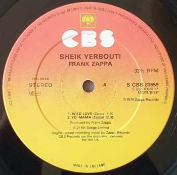 2LP Frank Zappa: Sheik Yerbouti
