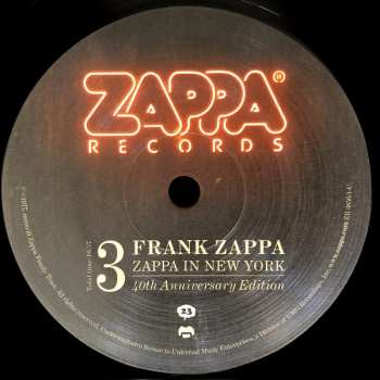 3LP Frank Zappa: Zappa In New York