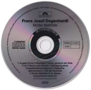 CD Franz Josef Degenhardt: Mutter Mathilde