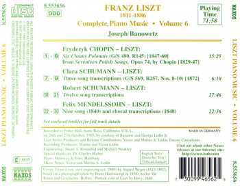 CD Franz Liszt: Complete Song Transcriptions Of Chopin, Mendelssohn, Robert And Clara Schumann