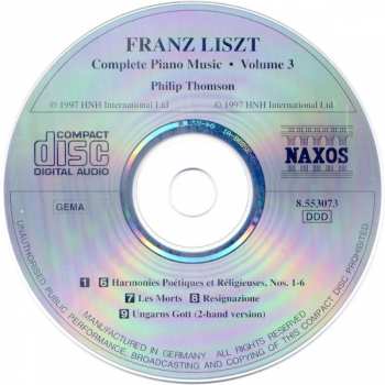 CD Franz Liszt: Harmonies Poétiques Et Réligieuse, Nos. 1-6 • Les Morts • Resignazione • Ungarns Gott
