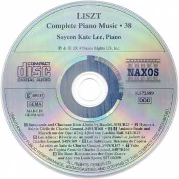 CD Franz Liszt: Transcriptions And Arrangements Of Works By Gounod • Handel • Spohr • Raff