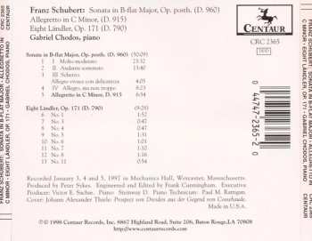 CD Franz Schubert: Sonata In B-flat Major, Op. Posth.; Allegretto In C Minor; Eight Ländler, Op. 171
