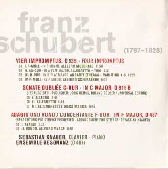 CD Franz Schubert: Impromptus D 935 / Sonate Oubliée D 916 B / Adagio Und Rondo / Concertante D 487 DIGI