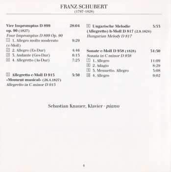 CD Franz Schubert: Impromptus Op. 90, D 915, D 817, Sonate C-Moll D 958
