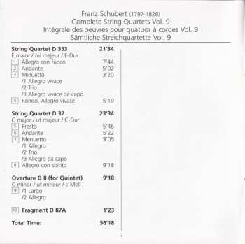 CD Franz Schubert: Complete String Quartets (String Quartet E Major D 353 / String Quartet C Major D 32 / Overture in C D 8)