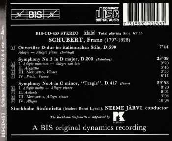 CD Franz Schubert: Symphony No.3 In D Major, Symphony No.4 In C Minor, "Tragic", Overture In D "In The Italian Style"