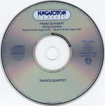 CD Franz Schubert: String Quartets In B Flat Major D.112 • In E Flat Major D.87