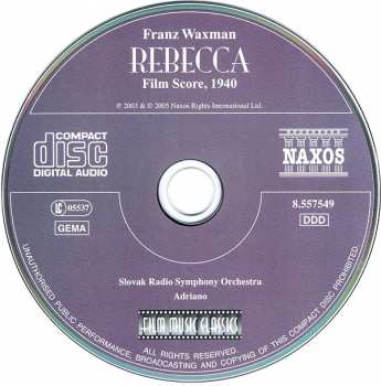 CD Franz Waxman: Rebecca (Film Score, 1940)