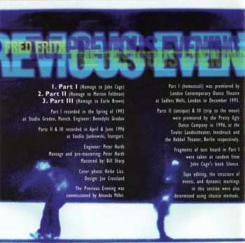 CD Fred Frith: The Previous Evening
