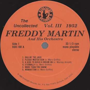 LP Freddy Martin And His Orchestra: The Uncollected Freddy Martin, Vol. 3, 1952