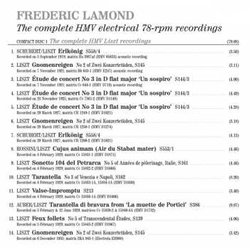 3CD Frederic Lamond: The Liszt Recordings & HMV & Electrola Electrical Recordings