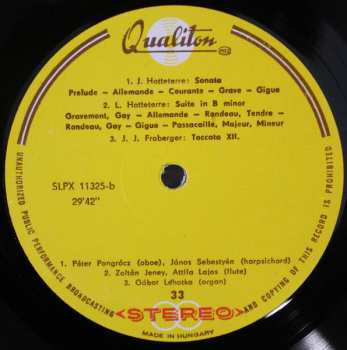 LP Jacques Martin Hotteterre: Baroque Chamber Music