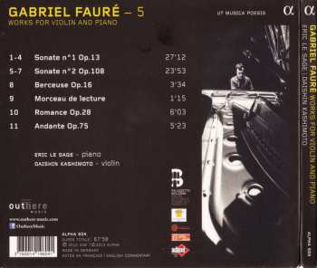 CD Gabriel Fauré: Sonates 1 & 2, Berceuse, Romance, Andante ...