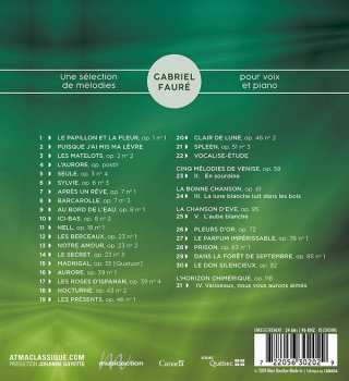 CD Gabriel Fauré: Une Sélection de Mélodies Pour Voix Et Piano