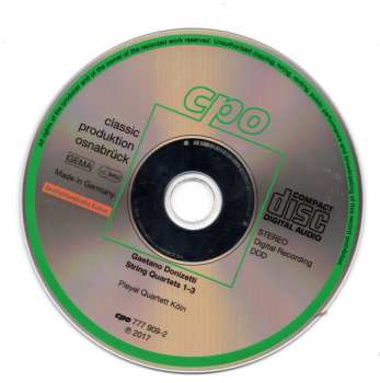 CD Gaetano Donizetti: String Quartets 1-3