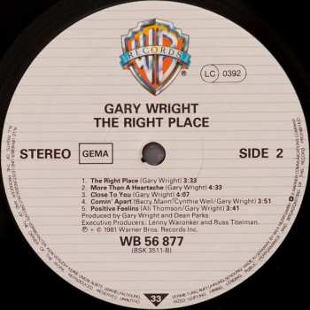 LP Gary Wright: The Right Place