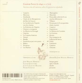 CD Gaspar Sanz: Instrucción De Música Sobre La Guitarra Española