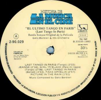 LP Gato Barbieri: Last Tango In Paris