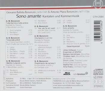 CD Giovanni Bononcini: Sono Amante - Kantaten & Kammermusik