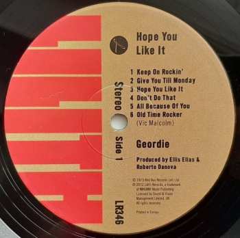 LP/CD Geordie: Hope You Like It