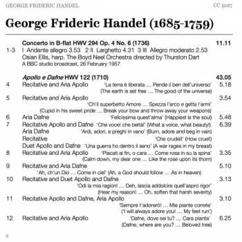 CD Georg Friedrich Händel: Apollo E Dafne - Harp Concerto In B-Flat - Concerto Grosso In B-Flat