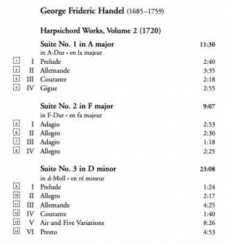 CD Georg Friedrich Händel: Harpsichord Works: Volume 2