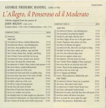 2CD Georg Friedrich Händel: L'Allegro, Il Penseroso Ed Il Moderato
