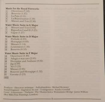 CD Georg Friedrich Händel: Music For The Royal Fireworks = Musique Pour Les Feux D'artifices Royaux = Feuerwerksmusik / Water Music = Wassermusik