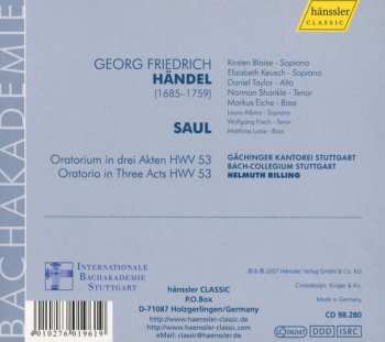 2CD Georg Friedrich Händel: Saul HWV 53