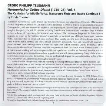 CD Georg Philipp Telemann: Harmonischer Gottes-Dienst, Volume 4: The Cantatas For Middle Voice, Transverse Flute And Basso Continuo I