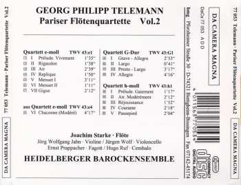 CD Georg Philipp Telemann: Pariser Flötenquartette Vol.2