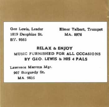 CD George Lewis: "Jam Session" The Only Complete Recordings