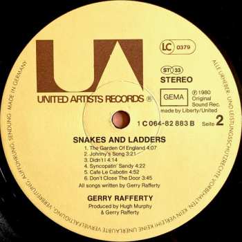 LP Gerry Rafferty: Snakes And Ladders