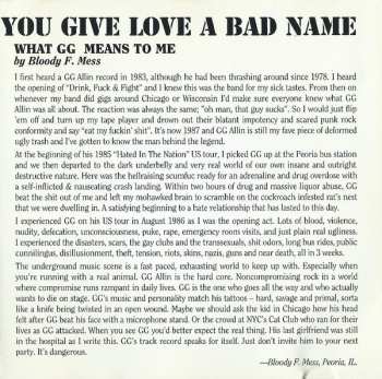 CD GG Allin & The Holy Men: You Give Love A Bad Name
