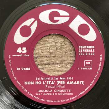 SP Gigliola Cinquetti: Non Ho L'Età