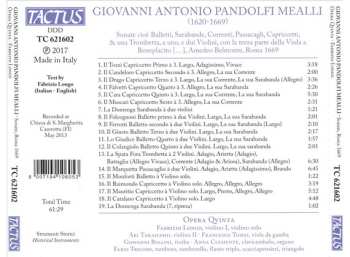CD Giovanni Antonio Pandolfi Mealli: Sonate, Roma 1669