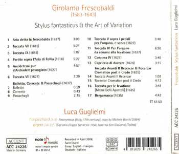 CD Girolamo Frescobaldi: Stylus fantasticus Et the Art of Variation DIGI